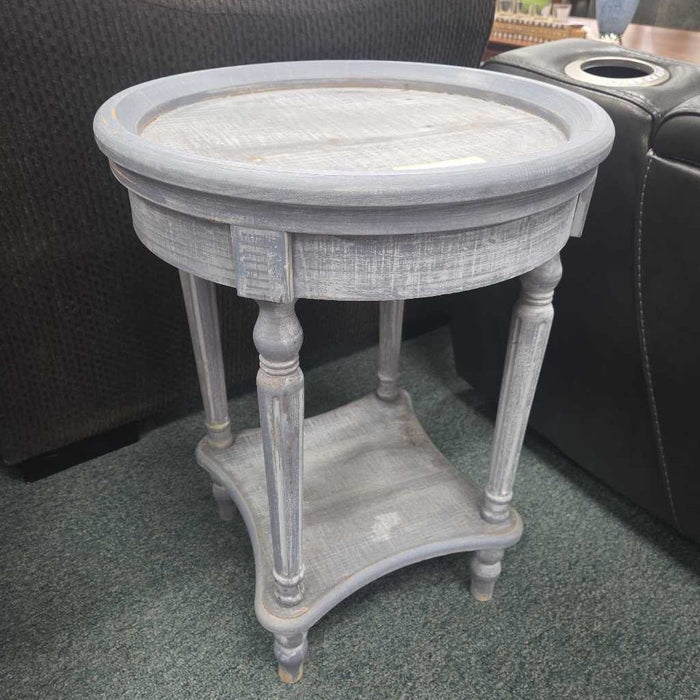 GRAY END TABLE AT