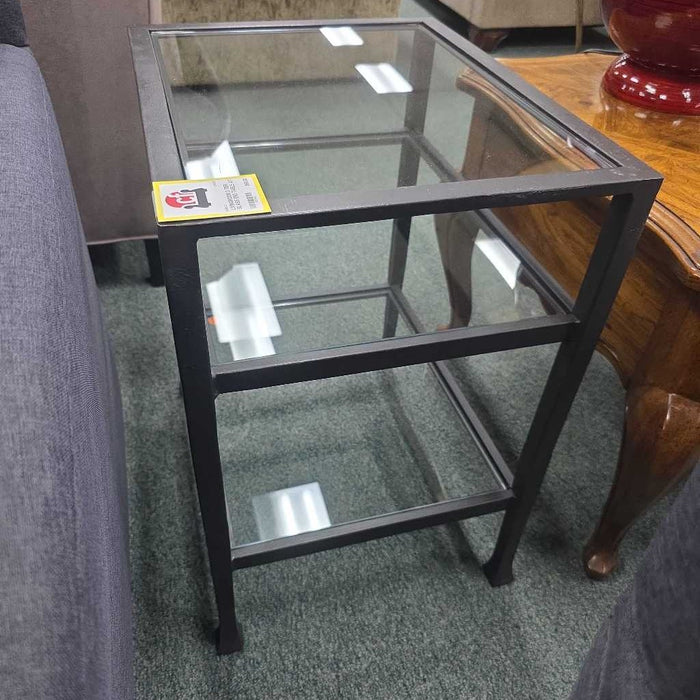 3 TIER GLASS END TABLE AT