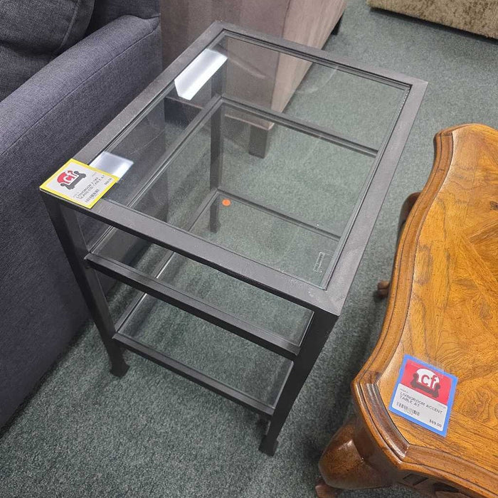 3 TIER GLASS END TABLE AT