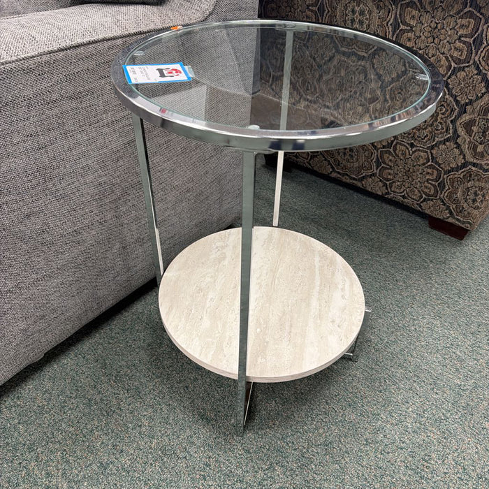 GLASS END TABLE AT