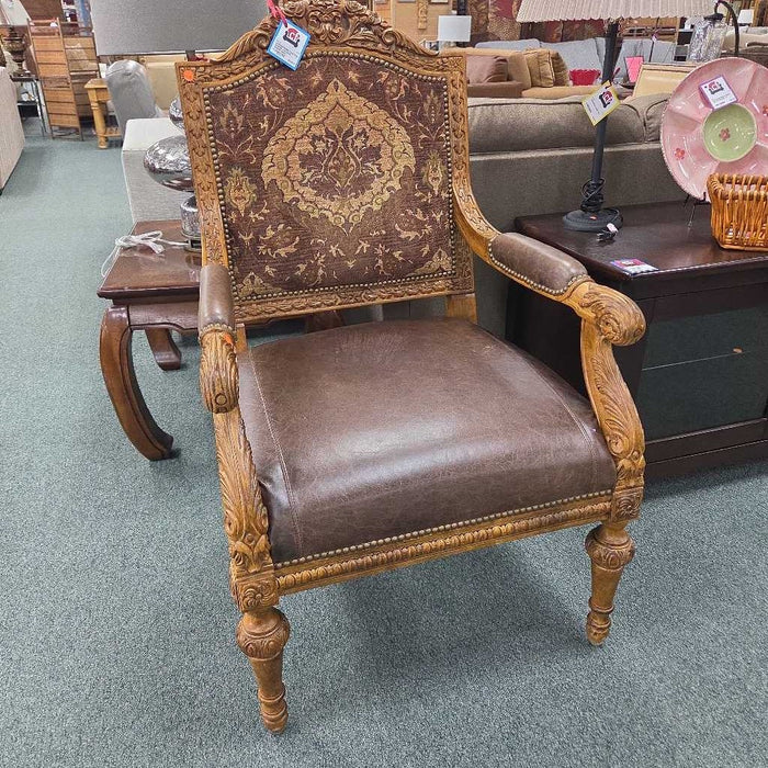 CARVED WOOD ACCENT CHAIR BAH