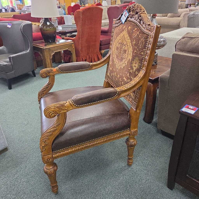 CARVED WOOD ACCENT CHAIR BAH