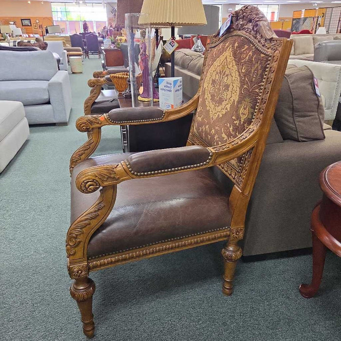 CARVED WOOD ACCENT CHAIR BAH