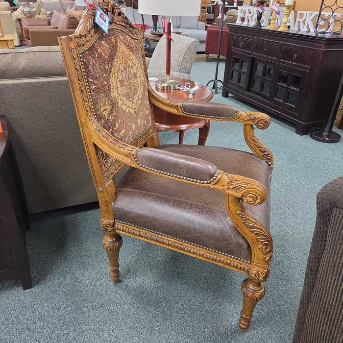 CARVED WOOD ACCENT CHAIR BAH