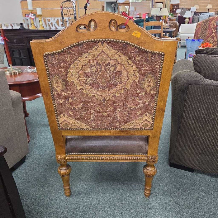 CARVED WOOD ACCENT CHAIR BAH