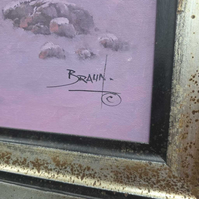 BRAUN WINTER MOUNTAIN SUNSET ART ATH