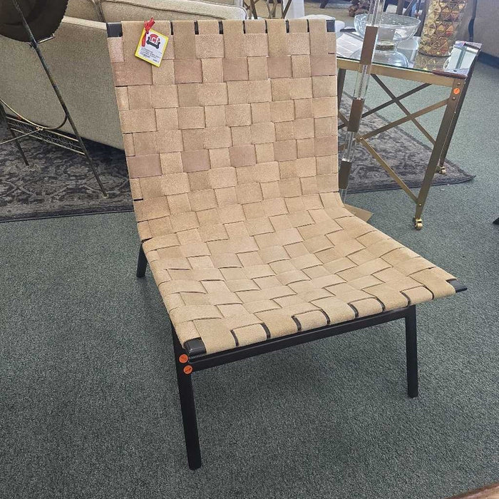 POTTERY BARN SHAY LEATHER ACCENT CHAIR LSH
