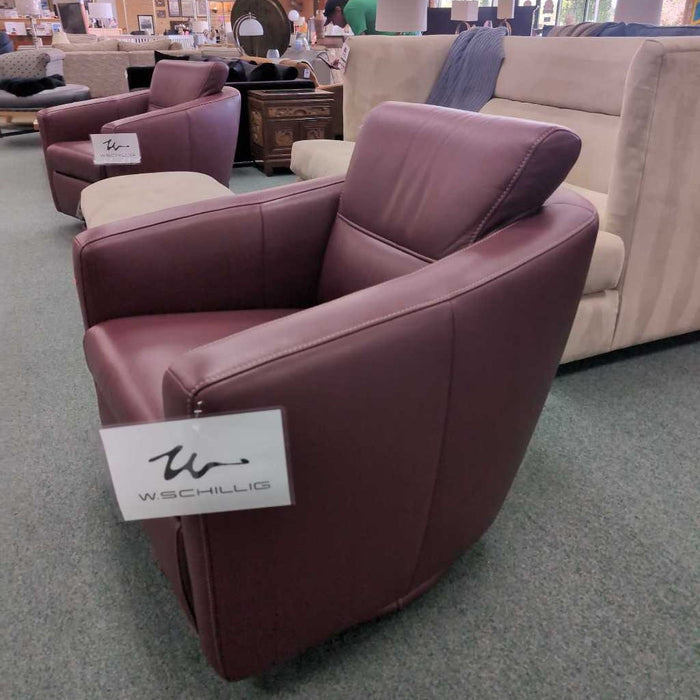 W SCHILLIG LEATHER SWIVEL GLIDER