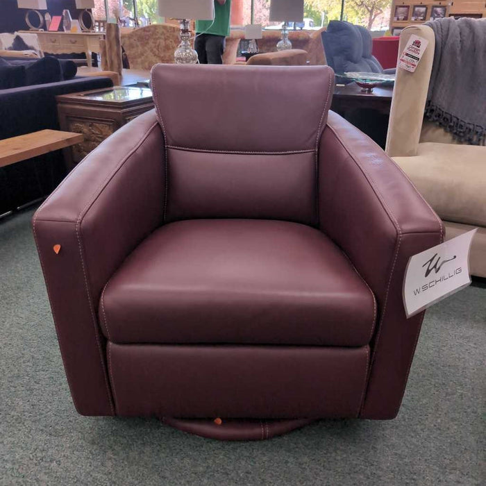W SCHILLIG LEATHER SWIVEL GLIDER