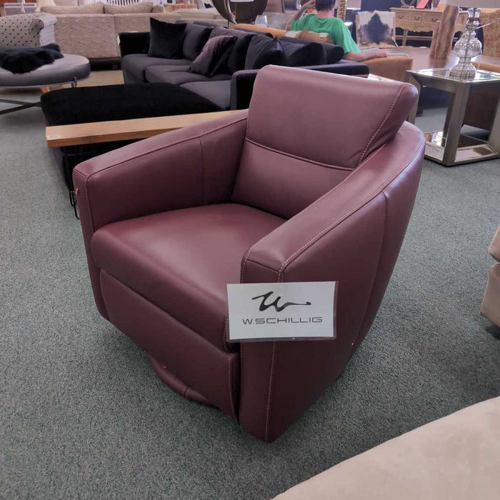W SCHILLIG LEATHER SWIVEL GLIDER