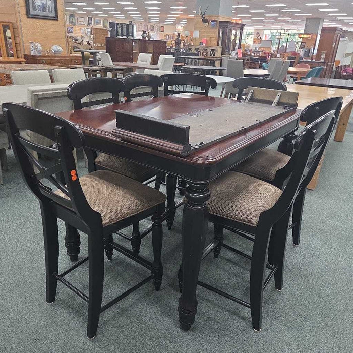 PUB TABLE WITH 8 STOOLS AND 1 LEAF MIH