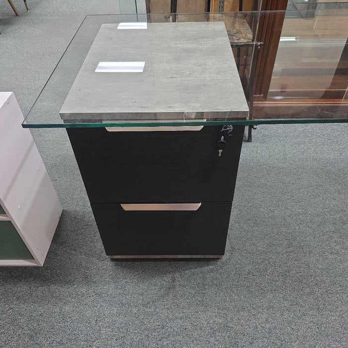 GLASS L SHAPED DESK CKK