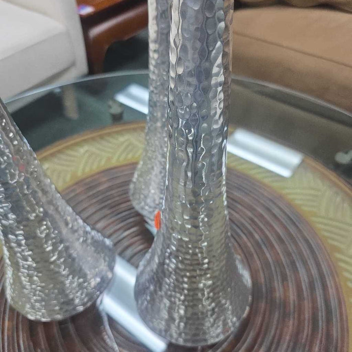 SET OF 3 SILVER CANDLE HOLDERS LS