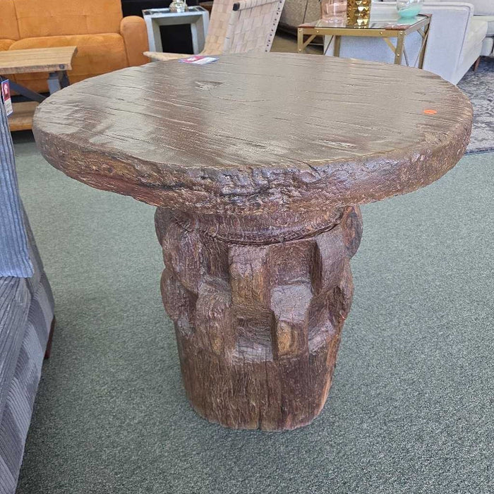 BAMILEKE TEAK LOG END TABLE BTK
