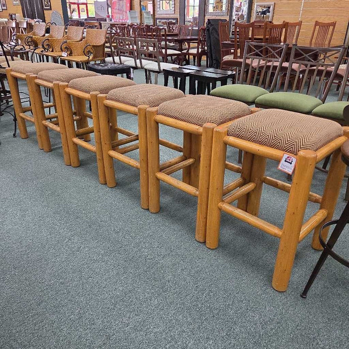 SET OF 6 LODGE POLE STOOLS ABL