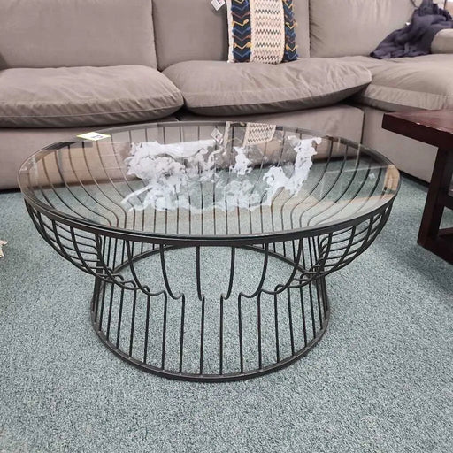 ROUND GLASS COFFEE TABLE TH Rock's Consign Furniture Reno