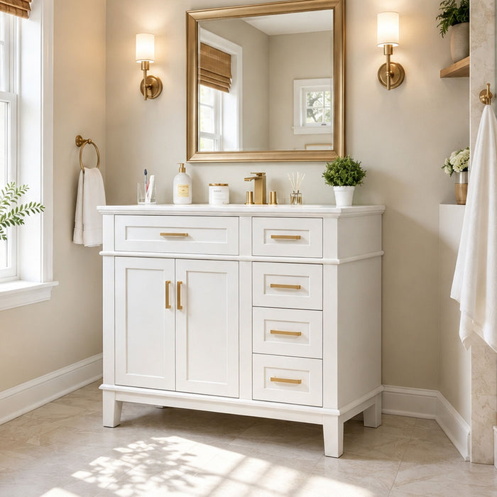 Modern Bathroom Vanity With Sink, Soft Close Doors, 4 Storage Drawers