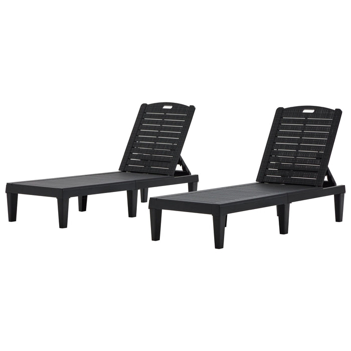 2 Piece Outdoor Chaise Lounges With Adjustable Backrest
