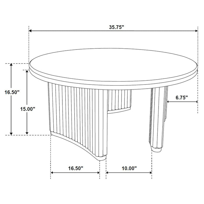 Dreydon - Round Coffee Table With Curved Pedestal Base - Light Brown