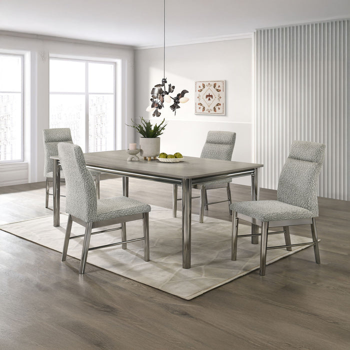 Lennox - 5 Piece Set - Dining Table With 4 Chairs - Gray / Silver