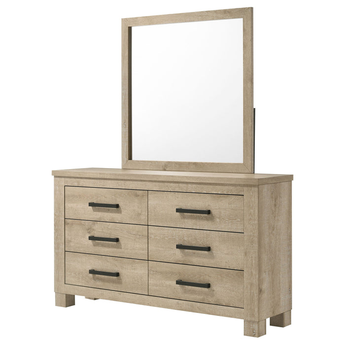 Sansome - 6 Drawer Dresser With Mirror - Oak