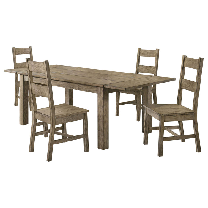 Cressley - 5 Piece Dining Set With Ladder Back Chairs - Light Oak