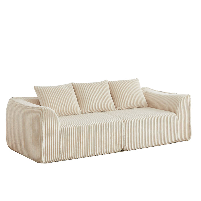 Minimalist 3 Seater Sofa With Curved Lines And Gently Sloped Backrest