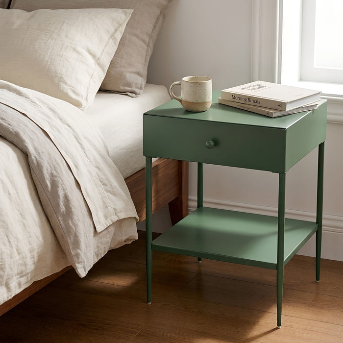 Colette - 1 Drawer Nightstand With Bottom Shelf - Green