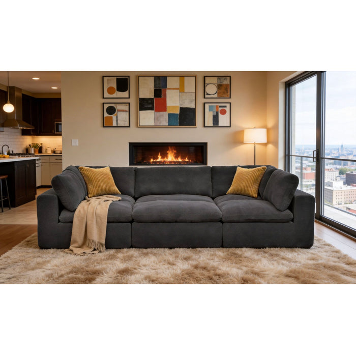 Custom Configuration Modular Sectional With Toss Pillows