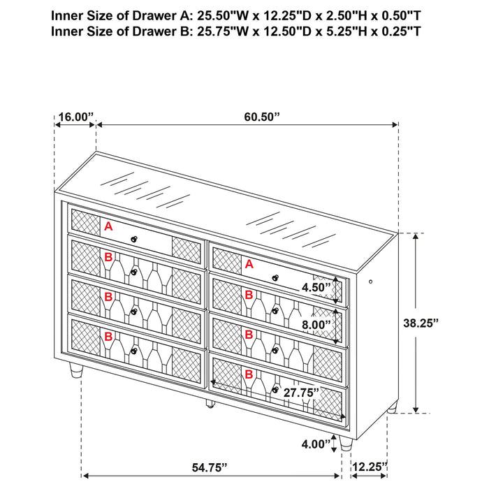 Mika - 8 Drawer LED Dresser