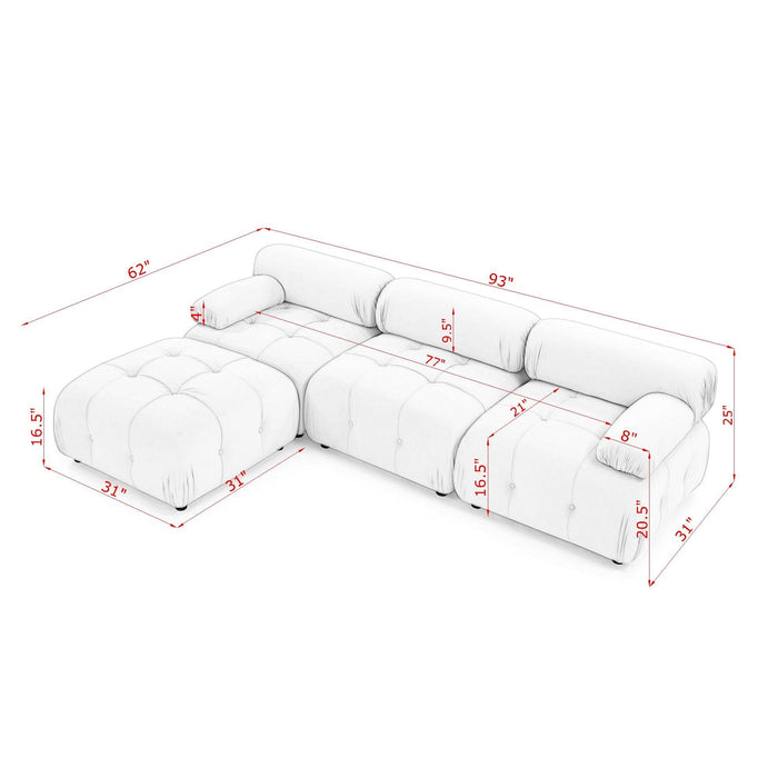 Modular Sectional Sofa, Button Tufted Design With Diy L-Shaped Layout, Reversible Ottoman