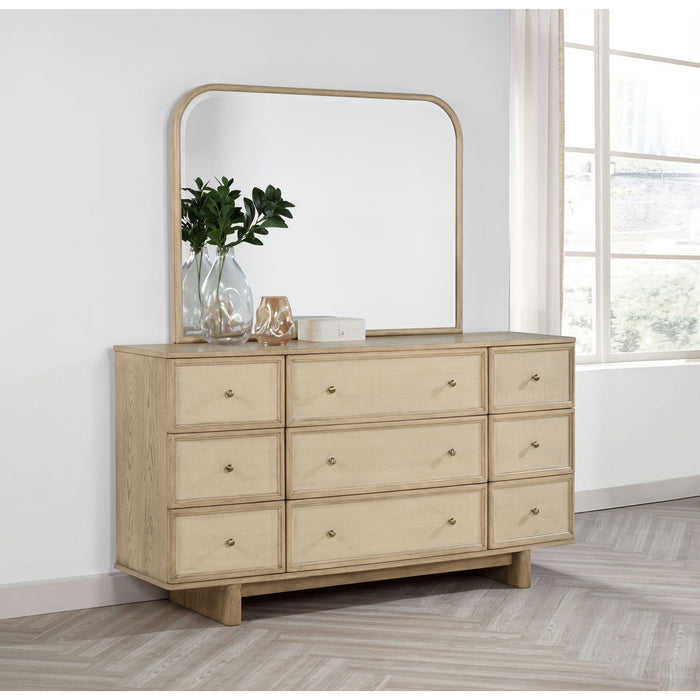 Kimpton - 9 Drawer Dresser With Mirror - Beige
