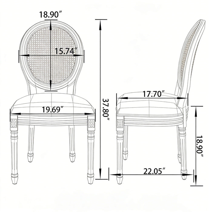 Dining Chairs, Upholstered With Round Back (Set of 2) - Black