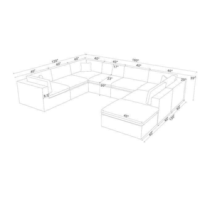 Custom Configuration Modular Sectional With Toss Pillows