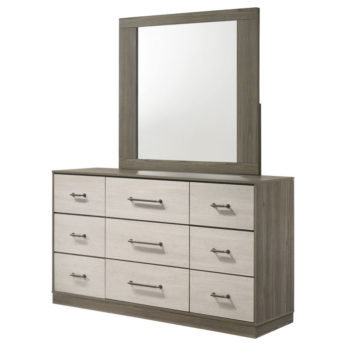 Edmondson - 9 Drawer Dresser With Mirror - Natural / Gray