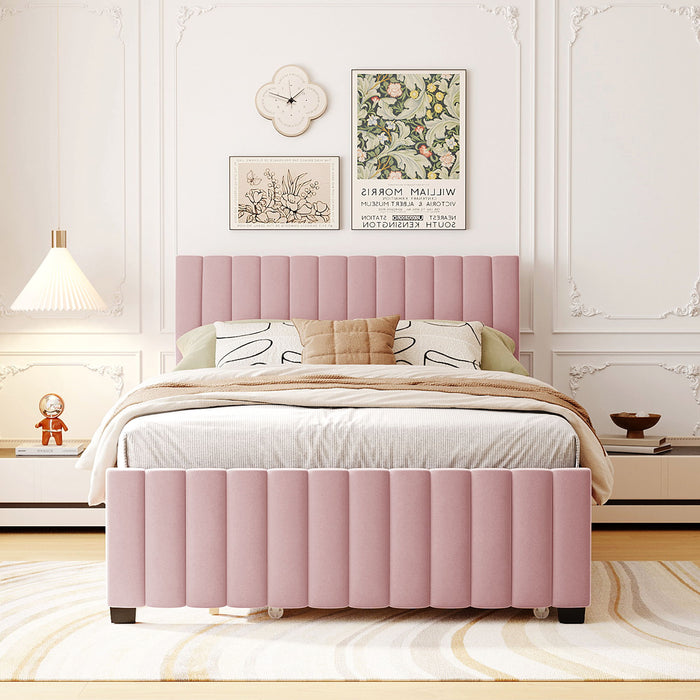 Elegant Upholstered Platform Bed With Twin Size Trundle