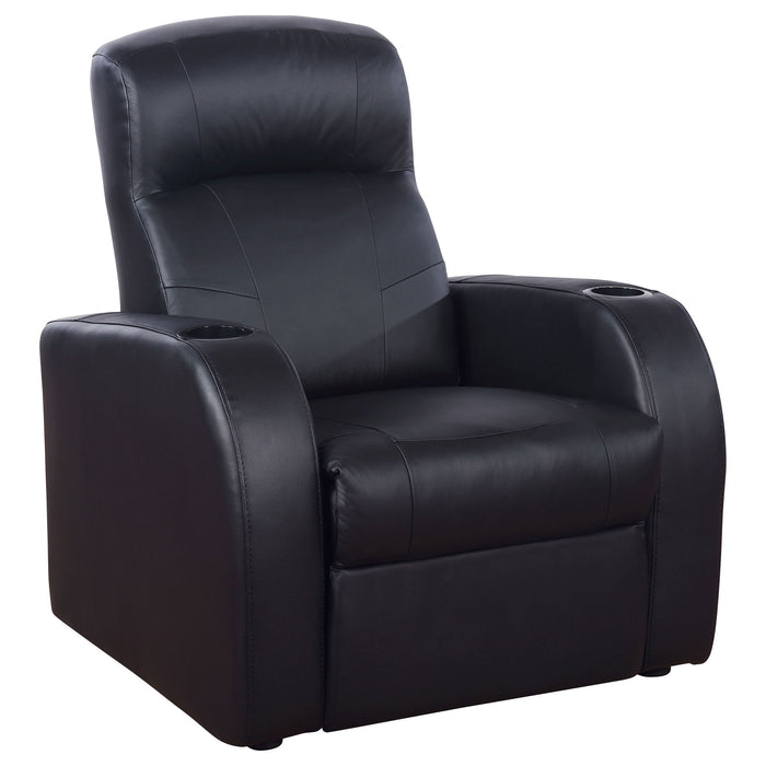 9 Piece Home Theater Seating Set With Recliners And Wedge Consoles - Black