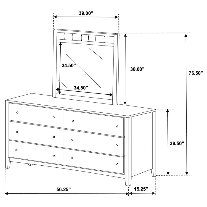 Lakewood - 6 Drawer Dresser With Mirror - Cappuccino