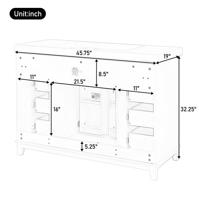 Bathroom Vanity Cabinet Only, 6 Soft Close Drawers & Double Doors - White
