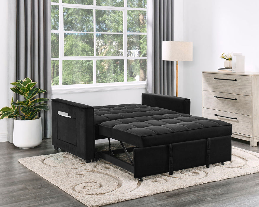 Maeve - Convertible Sleeper Loveseat With Tufting and Side Pocket - Black