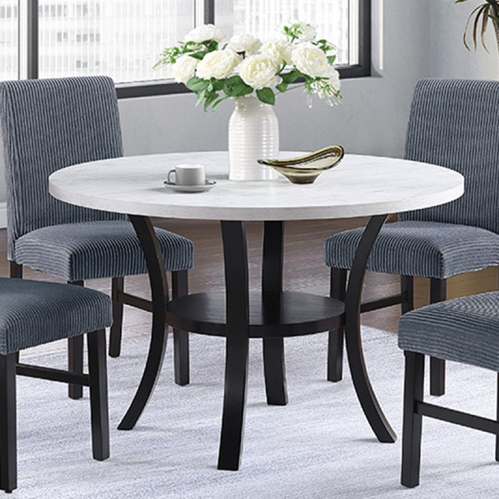5 Piece Dining Set Chairs, Table With Lower Shelf - Black / Dark Gray / White