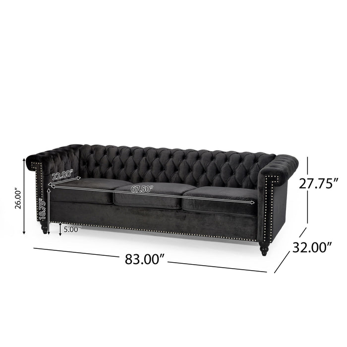 Chesterfield Style 3 Seater Sofa With Deep Button Tufting