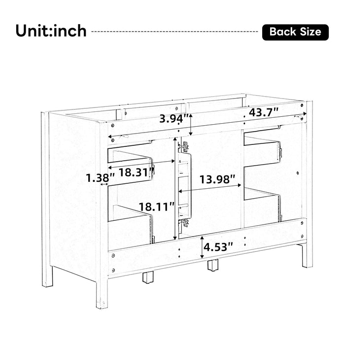 46.5" Modern Bathroom Vanity Cabinet Only, Soft Close Door & 6 Drawers - White