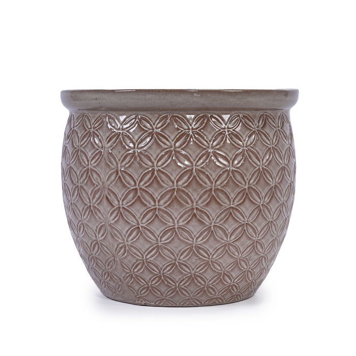 3 Pieces Ceramic Flowerpot, Planter For Patio & Garden Or Windowsills - Antique Yellow