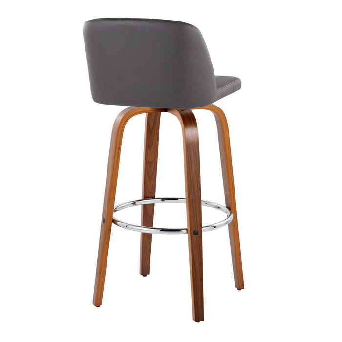 Toriano - Mid Century Modern Fixed Height, Barstool With Swivel With Round Footrest (Set of 2)