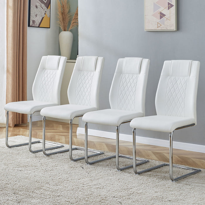 Modern Dining Chairs With Padded Seat, Metal Legs