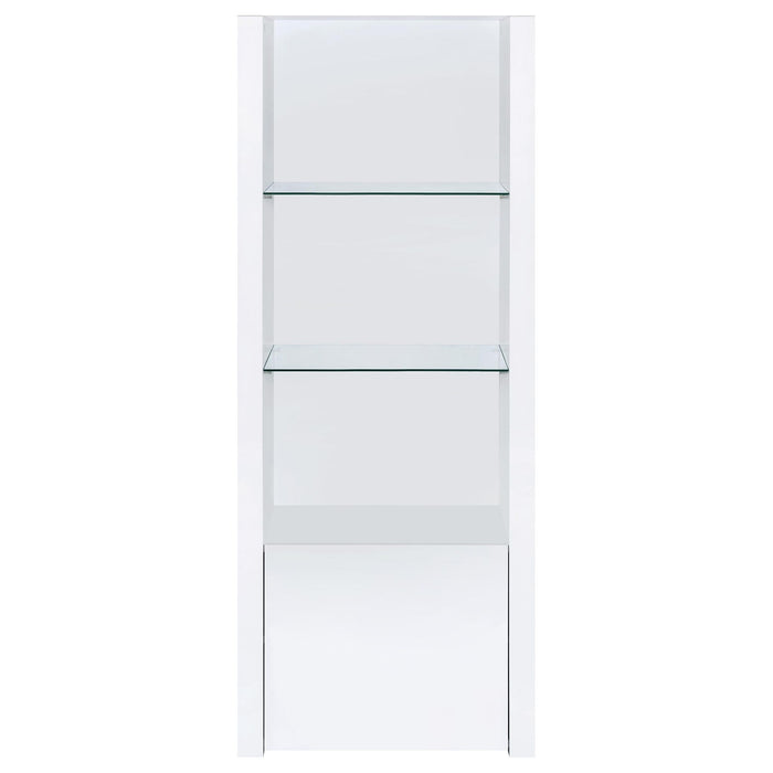 Lance - 3 Shelf Media Tower With Shelves And Hidden Cabinet - Gloss White