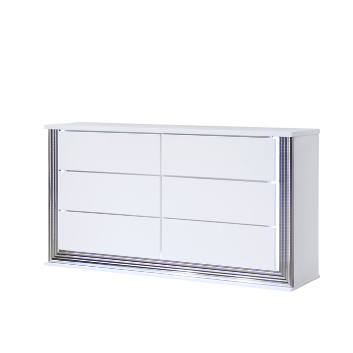 Moon - Smooth Dresser With LED - White