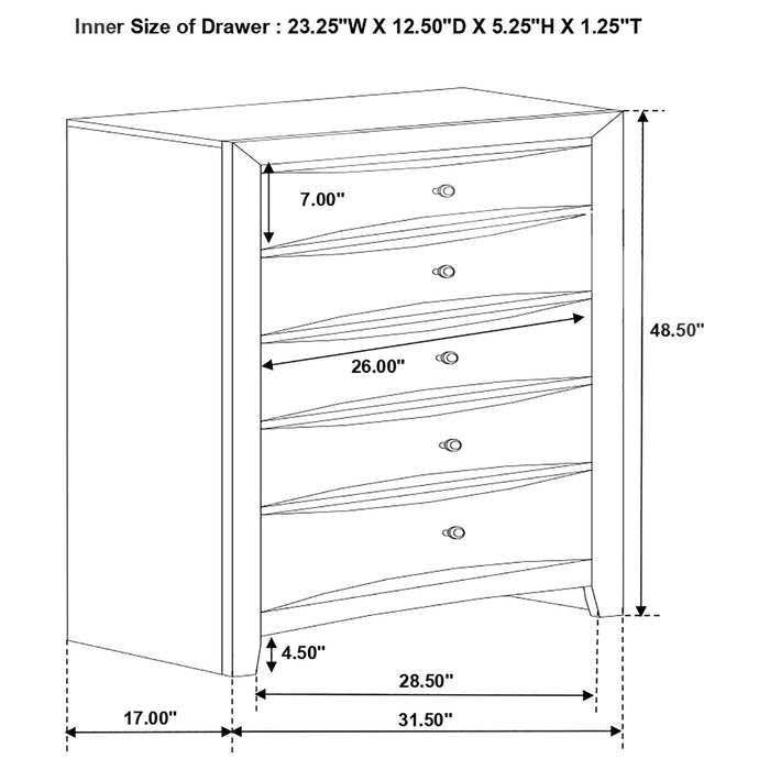 Palamino - 5 Drawer Bedroom Chest - Black