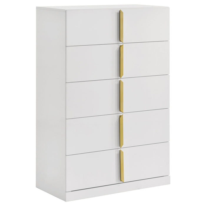 Lauryn - 5 Drawer Bedroom Chest - Gloss White
